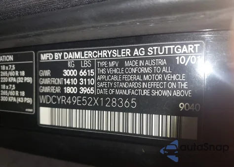 2002 Mercedes-Benz G 500 z USA, uszkodzony, nr VIN WDCYR49E52X128365